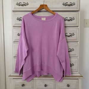 Vici Lavender Wool Distressed Hem Sweater